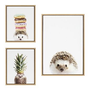 Sylvie Hedgehog Framed Canvas Art Set by Amy Peterson Art Studio
