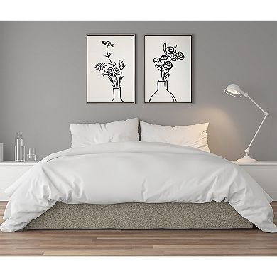 Sylvie Still Life Flowers in Vase Framed Canvas Set by The Creative Bunch Studio