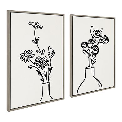 Sylvie Still Life Flowers in Vase Framed Canvas Set by The Creative Bunch Studio