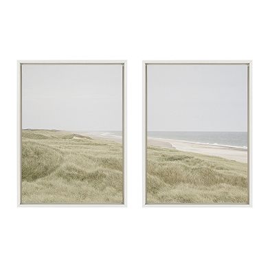 Sylvie Peaceful and Serene Coastal Landscape Framed Canvas Art Set by The Creative Bunch Studio