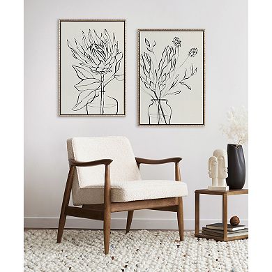 Sylvie Beaded Protea Sketch Framed Canvas Art Set by Sara Berrenson
