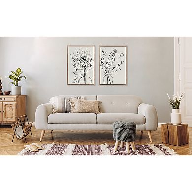 Sylvie Beaded Protea Sketch Framed Canvas Art Set by Sara Berrenson