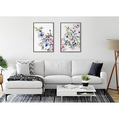 Sylvie Ink Wash Floral Left and Right Framed Canvas by Emma Daisy