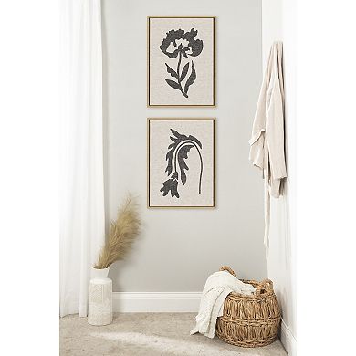 Sylvie Scandi Botanical Textured Linen Framed Canvas Art Set by The Creative Bunch Studio
