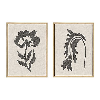 Sylvie Scandi Botanical Textured Linen Framed Canvas Art Set by The Creative Bunch Studio