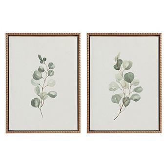 Sylvie Beaded Eucalyptus Framed Canvas Art Set by Maja Mitrovic of Makes My Day Happy
