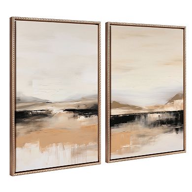 Sylvie Beaded Peaceful Landscape I and II Framed Canvas Art Set by Amy Lighthall