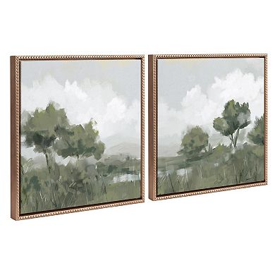 Sylvie Shades of Olive 1 and 2 Framed Canvas Art Set by Mary Sparrow