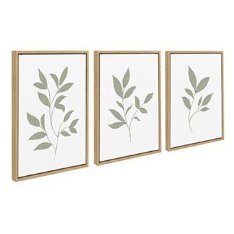 Sylvie Modern Sage Green Botanical Print Framed Canvas Art Set by The Creative Bunch Studio