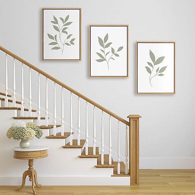 Sylvie Modern Sage Green Botanical Print Framed Canvas Art Set by The Creative Bunch Studio