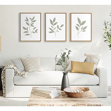 Sylvie Modern Sage Green Botanical Print Framed Canvas Art Set by The Creative Bunch Studio