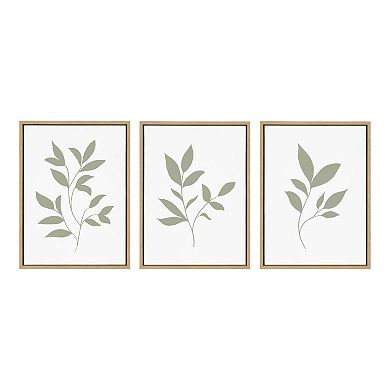 Sylvie Modern Sage Green Botanical Print Framed Canvas Art Set by The Creative Bunch Studio