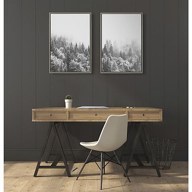 Sylvie Forest On A Foggy Day Black and White Framed Canvas Set by The Creative Bunch Studio