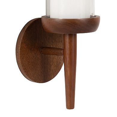 Shae Wood and Glass Wall Sconce 5x5x13