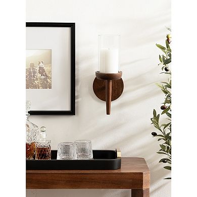 Shae Wood and Glass Wall Sconce 5x5x13
