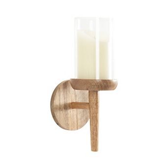 Shae Wood and Glass Wall Sconce 5x5x13