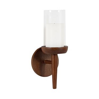 Shae Wood and Glass Wall Sconce 5x5x13