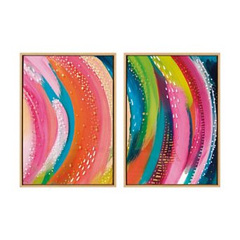 Sylvie Bright Abstract Left and Right Framed Canvas Art Set by Jessi Raulet of Ettavee