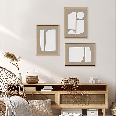 Sylvie Neutral Abstract Shapes Framed Canvas Art Set by The Creative Bunch Studio