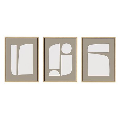 Sylvie Neutral Abstract Shapes Framed Canvas Art Set by The Creative Bunch Studio