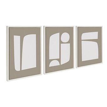 Sylvie Neutral Abstract Shapes Framed Canvas Art Set by The Creative Bunch Studio
