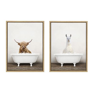 Sylvie Rustic Bubble Bath Framed Canvas Art Set by Amy Peterson Art Studio