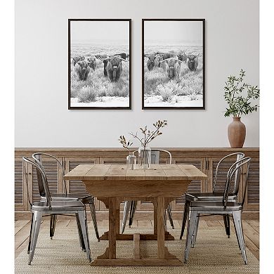 Sylvie Herd of Highland Cows Framed Canvas by The Creative Bunch Studio