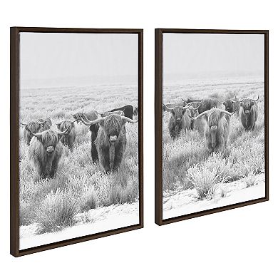 Sylvie Herd of Highland Cows Framed Canvas by The Creative Bunch Studio
