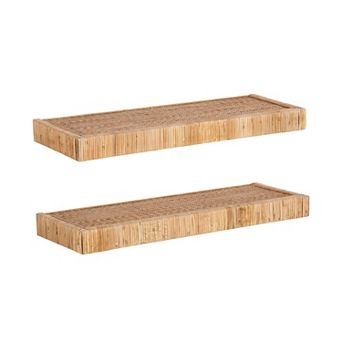 Rahmati 2 pc Rattan Floating Shelves 2 pc