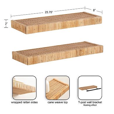 Rahmati 2pc Rattan Floating Shelves 2pc