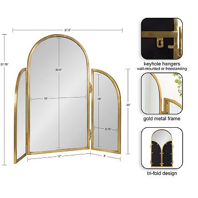 slim fit dress slacks Ornate Gold Triple Dressing Table Mirror 55cm x 74cm – Windsor Browne main image 0