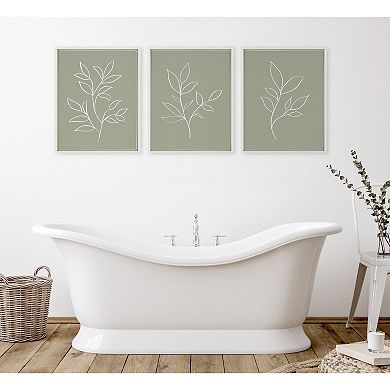 Sylvie Modern Sage Green Botanical Print Framed Canvas Art Set by The Creative Bunch Studio