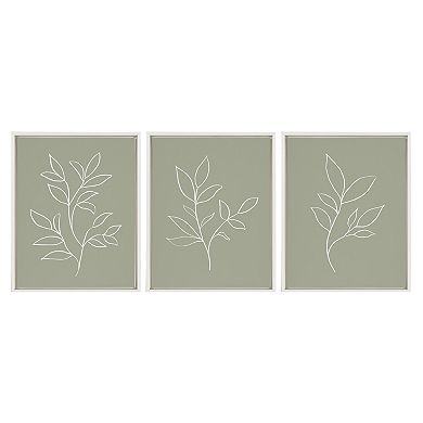 Sylvie Modern Sage Green Botanical Print Framed Canvas Art Set by The Creative Bunch Studio