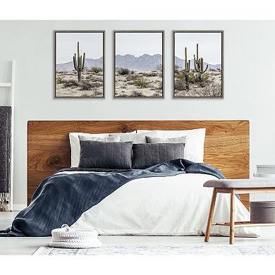 Sylvie Tall Saguaro Cacti Desert Mountain Framed Canvas Art Set by The Creative Bunch Studio