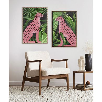 Sylvie Beaded NC Cheetah Jungle Single 1 and 2 Framed Canvas Art Set by Nikki Chu