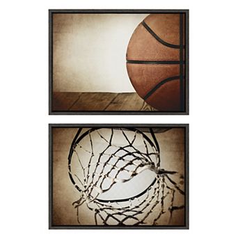 Sylvie Vintage Basketball Framed Canvas Art Set by Saint and Sailor Studios