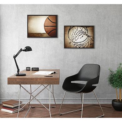 Sylvie Vintage Basketball Framed Canvas Art Set by Saint and Sailor Studios