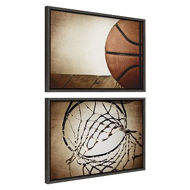 Sylvie Vintage Basketball Framed Canvas Art Set by Saint and Sailor Studios