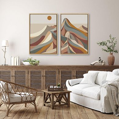 Sylvie Mid Century Modern Mountains Framed Canvas by Rachel Lee of My Dream Wall