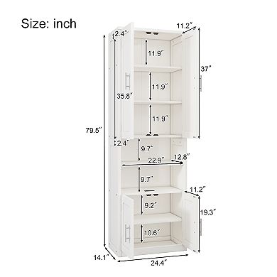 Merax 2 Doors Bookshelf with USB Port 3 Adjustable and 3 Fixed Shelves
