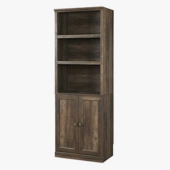 Merax 1 Doors Bookshelf with USB Port and 3 Open Shelves Bookcase Side Cabinet Storage Shelves