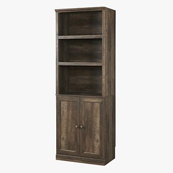 Merax 1 Doors Bookshelf with USB Port and 3 Open Shelves Bookcase Side Cabinet Storage Shelves