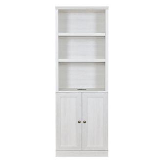 Merax 1 Doors Bookshelf with USB Port and 3 Open Shelves Bookcase Side Cabinet Storage Shelves