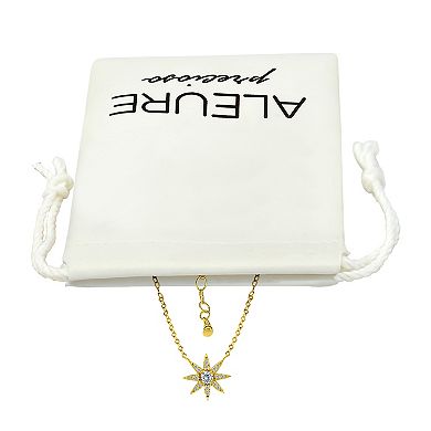 Aleure Precioso Sterling Silver Cubic Zirconia North Star Frontal Necklace