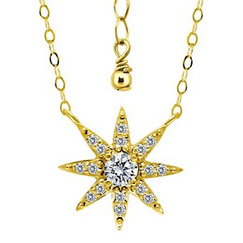 Aleure Precioso Sterling Silver Cubic Zirconia North Star Frontal Necklace
