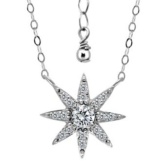 Aleure Precioso Sterling Silver Cubic Zirconia North Star Frontal Necklace