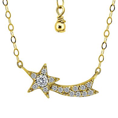Aleure Precioso Sterling Silver Cubic Zirconia Shooting Star Frontal Necklace
