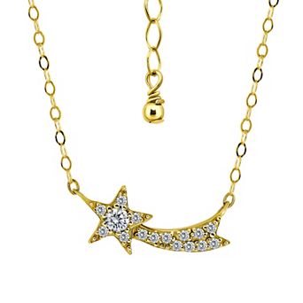 Aleure Precioso Sterling Silver Cubic Zirconia Shooting Star Frontal Necklace