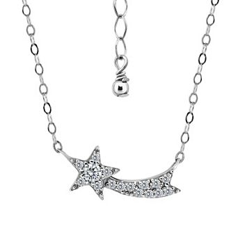 Aleure Precioso Sterling Silver Cubic Zirconia Shooting Star Frontal Necklace