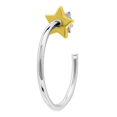 Aleure Precioso 18k Gold Star Posted Hoop Earrings
